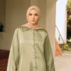 Layna Satin Top - Olive Jade