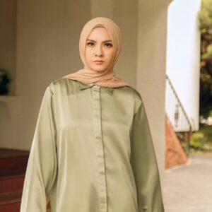 Layna Satin Top - Olive Jade